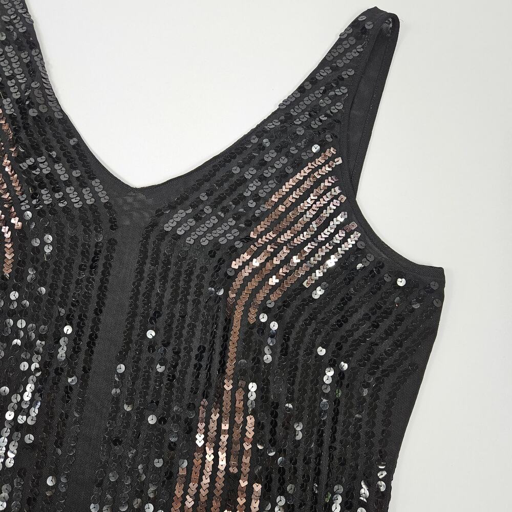 Euro Sequin Mesh Cami Top Black - Size XL - Picture 2 of 6